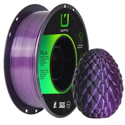 PLA Silk Preto e Roxo 1kg Multfila Duo Color