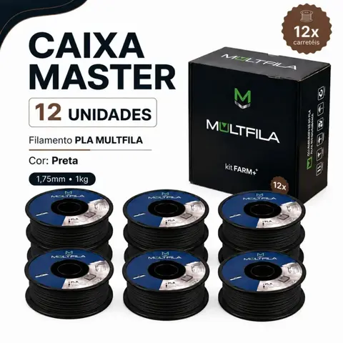 Kit Farm Multfila 12kg Filamento PLA Preto