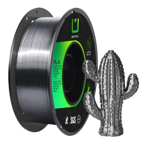 PLA Silk Preto Metalizado 1kg Multfila