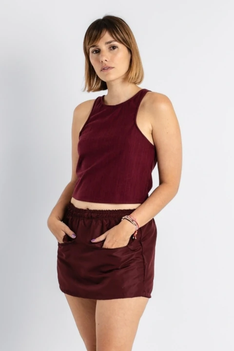 Short Saia Bordô
