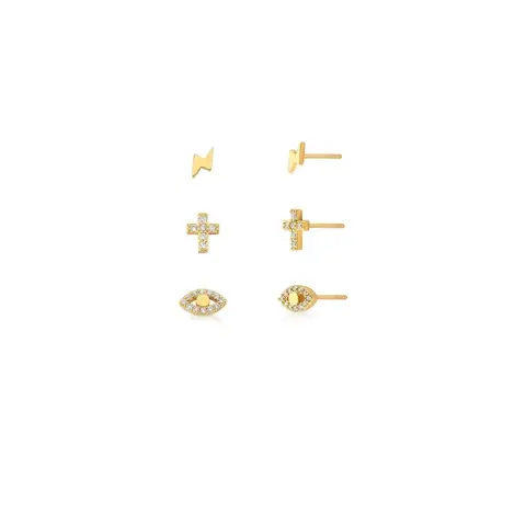Trio de Brincos LETS - Mystic Gold Banhado a Ouro
