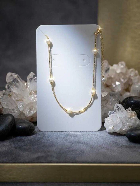 Pulseira com Corrente Pérolas 18k