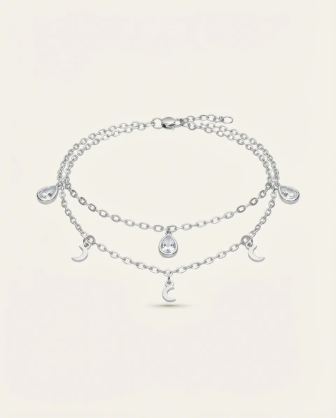 Pulseira Dupla Luas e Gotas de Luz
