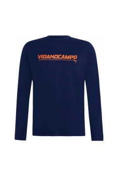 CAMISA TERMICA MASCULINA UV50+ | AZUL MARINHO COM ALARANJADO