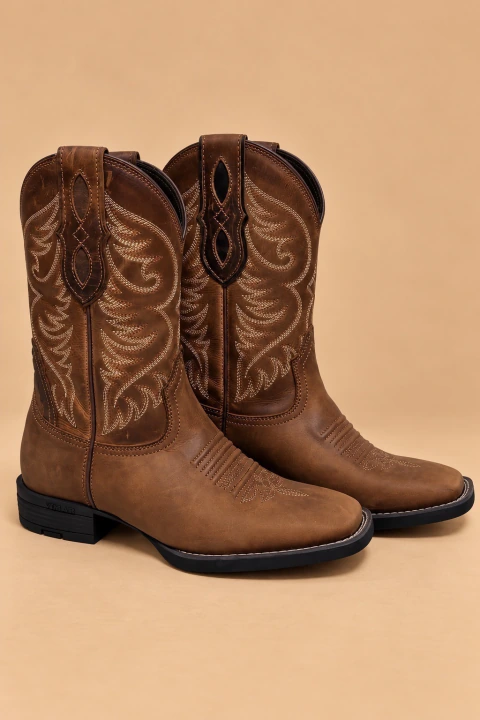 Bota Texana Masculina Vimar — Tabaco e Castanho