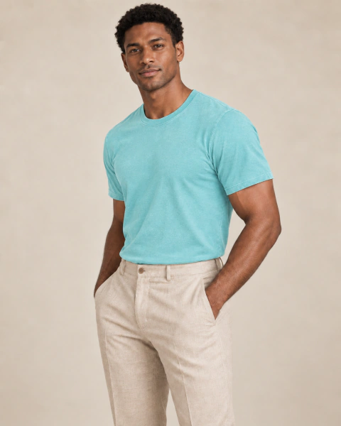 Camiseta Básica Estonada Azul Celeste