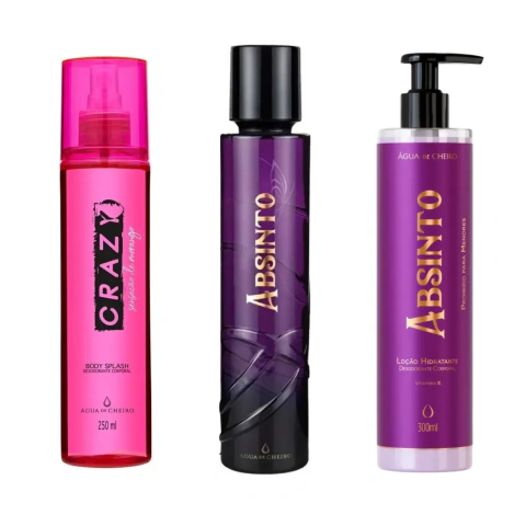 Kit promocional: Absinto Hidratante 300ml + Absinto Deo Colônia 100ml + Crazy Body Splash 250ml