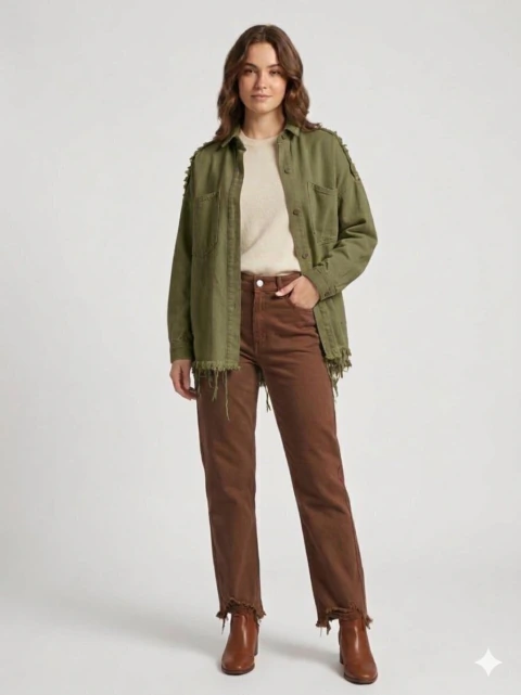 Camisaco con detalles desflecados