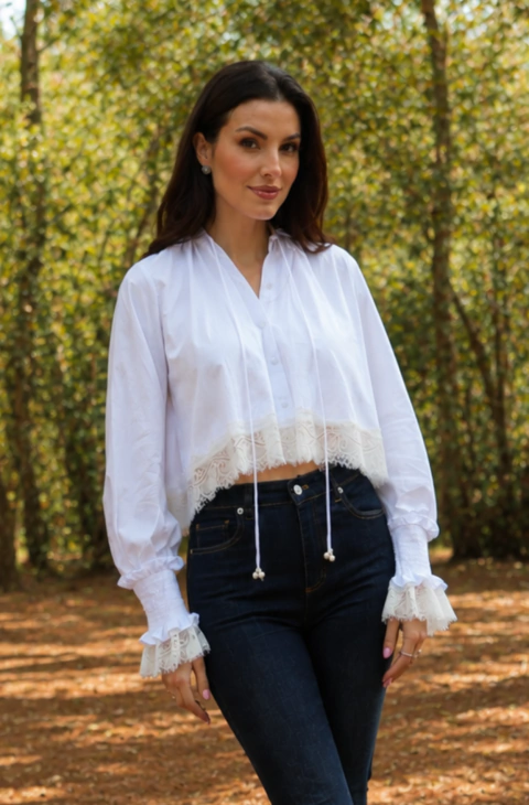 CAMISA ALGODÃO RENDADA CATARINA
