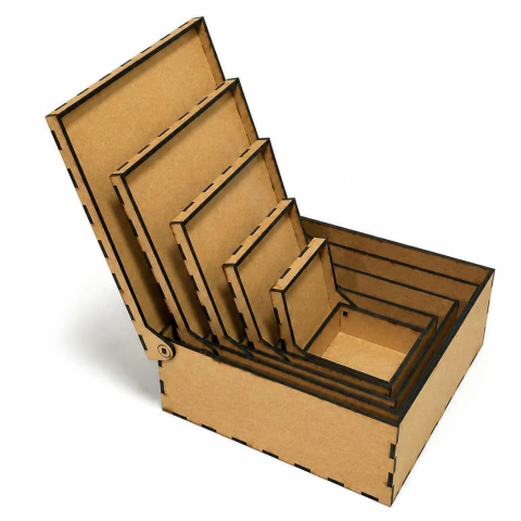 Kit com 5 Caixas Articuladas Quadradas Mdf, Varios Tamanhos