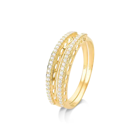 Aparador Cravejado Zircônias Com Detalhe Diamantado Em Ouro 18k