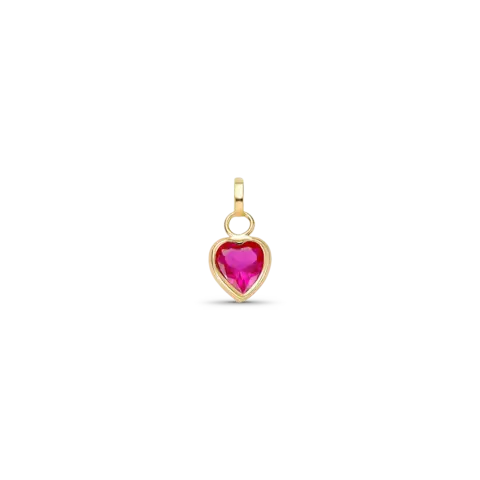 Pingente Pedra Vermelha Coração 5mm Em Ouro 18k