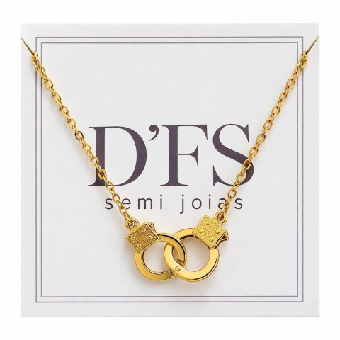 Pulseira Dourada com Pingente de Algemas 19cm