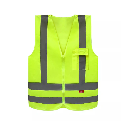 Colete Refletivo Steelflex com Zíper Classe 2 NBR 15292 Amarelo Fluorescente Com Bolso