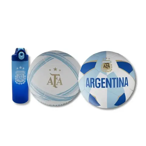 Combo Oficial: 2 Pelotas Argentina + Botella de Hidratación | Producto Oficial AFA®