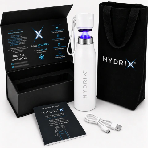 BOTELLA INTELIGENTE HYDRIX BOX PREMIUM AUTOLIMPIANTE - BLANCA -