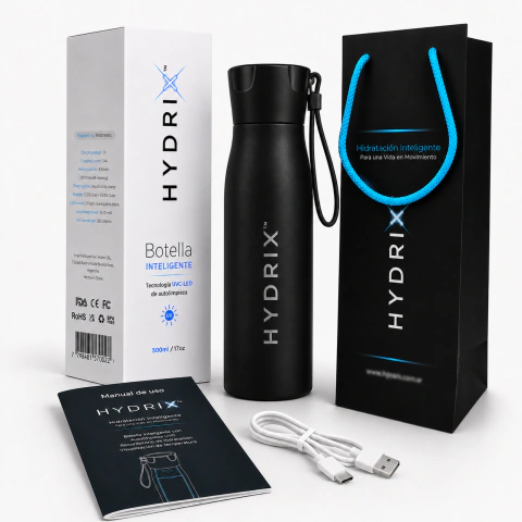 BOTELLA INTELIGENTE HYDRIX REGALO AUTOLIMPIANTE - NEGRA -