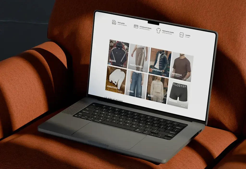 Tienda online de Klöster en una notebook
