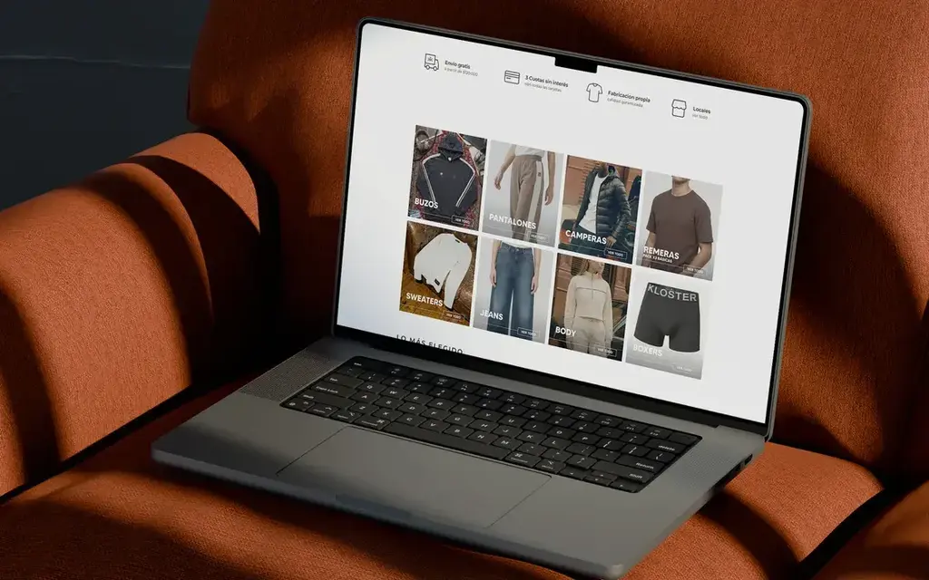 Tienda online de Klöster en una notebook