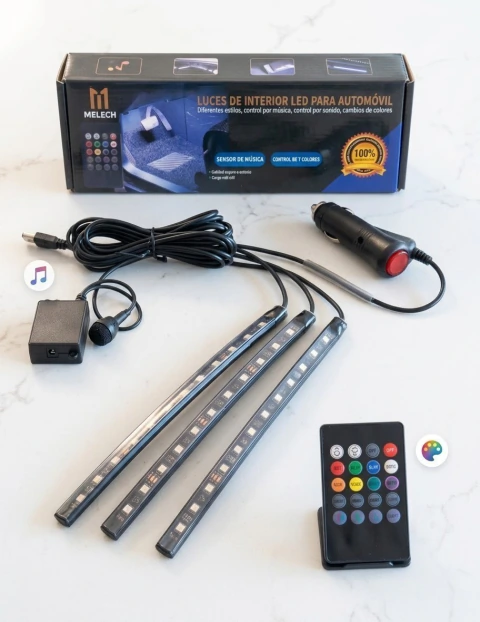 Luces de interior LED para automóvil con sensor de música