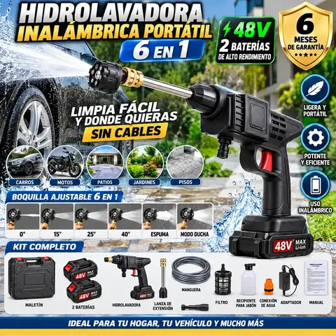 Hidrolavadora 6 Chorros + 2 Batería de 48 Voltios