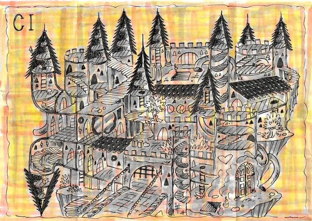 Mapa ilustrado de las habitaciones de El Castillo Infinito