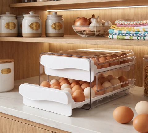 Huevera Organizadora para Heladera con Doble Cajón 32 Huevos