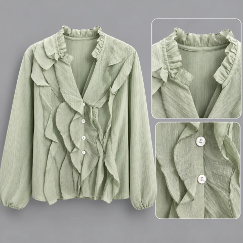 BLUSA RUFFLE SAGE