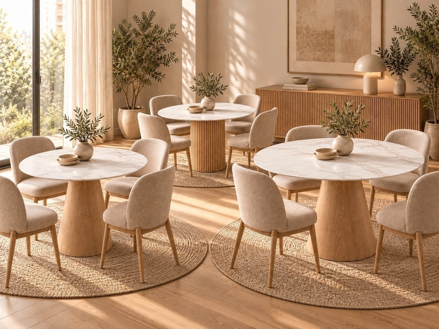 Showroom JN Studio con mesas de piedra sinterizada