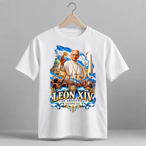 Remera visita León XIV Buenos Aires blanca