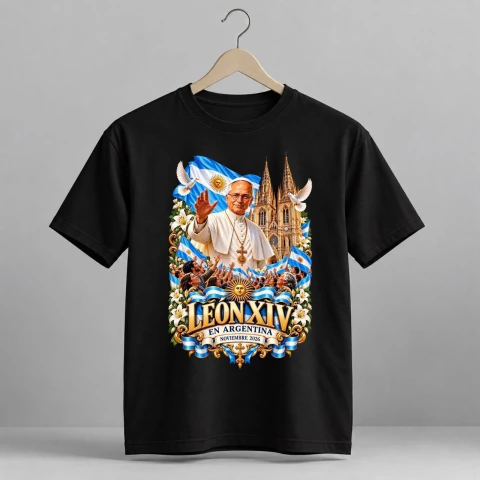 Remera León XIV en Argentina negra