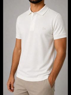 Polo Lacoste croco white