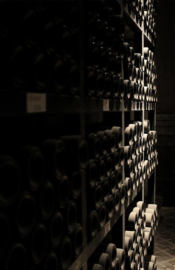 Botellas en la cava subterránea de Bodega Calle