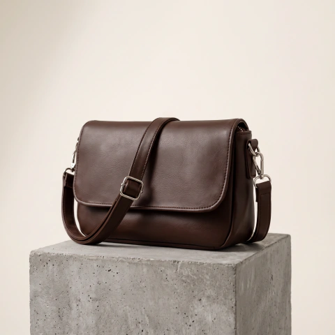 Bandolera Miel Lumel chocolate en ecocuero
