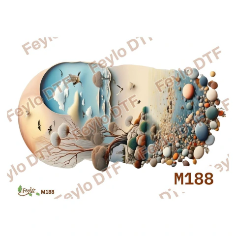 Lámina DTF Paisaje Surrealista con Rocas y Lago M188