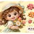 Lámina DTF Nena con Sombrero y Ramo de Flores M232 - comprar online