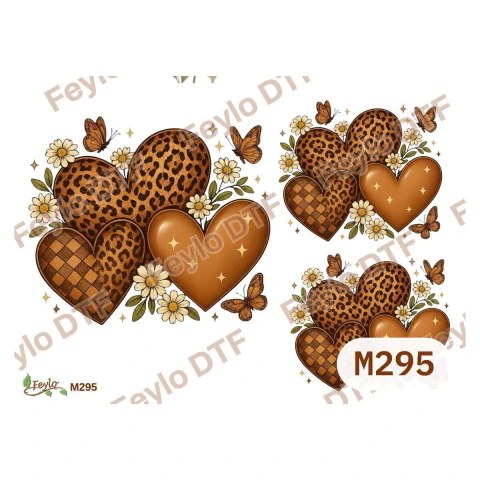 Lámina DTF Corazones Animal Print con Mariposas M295