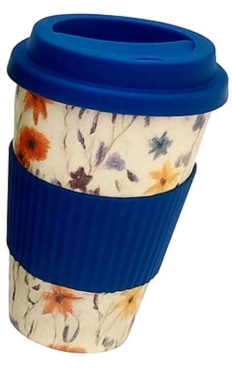 Vaso de Bambú c/Tapa y Agarre de Silicona 450 cc