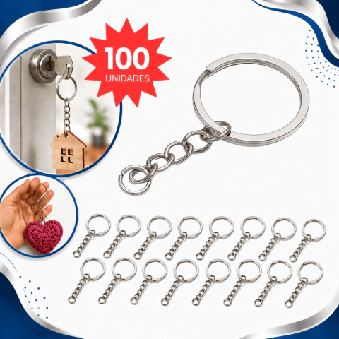 Kit 100 Argolas Italianas para Chaveiro com Elo