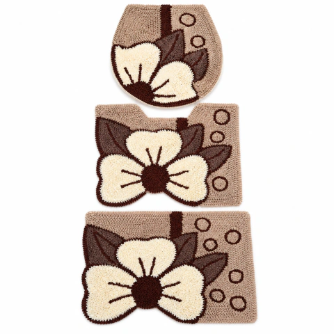 Kit Tapetes Banheiro Floral Poá
