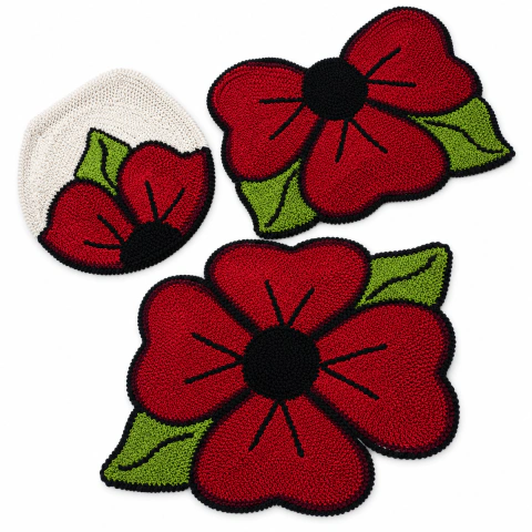 Kit Tapetes Banheiro Floral Trevo Vermelho