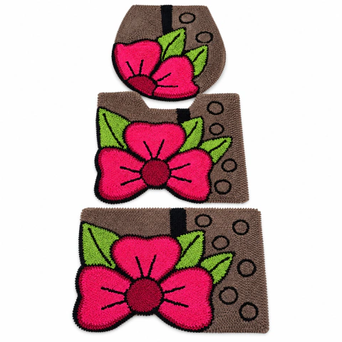 Kit Tapetes Banheiro Floral Poá