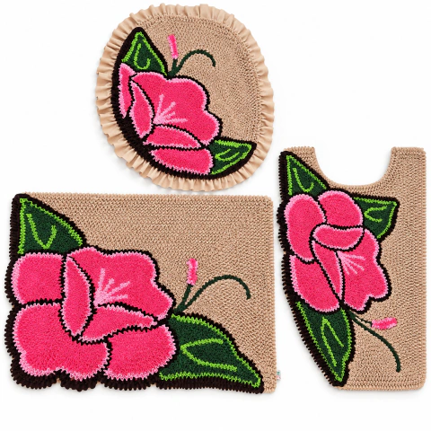 Kit Tapetes Banheiro Orquídea