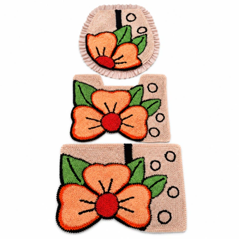 Kit Tapetes Banheiro Floral Poá