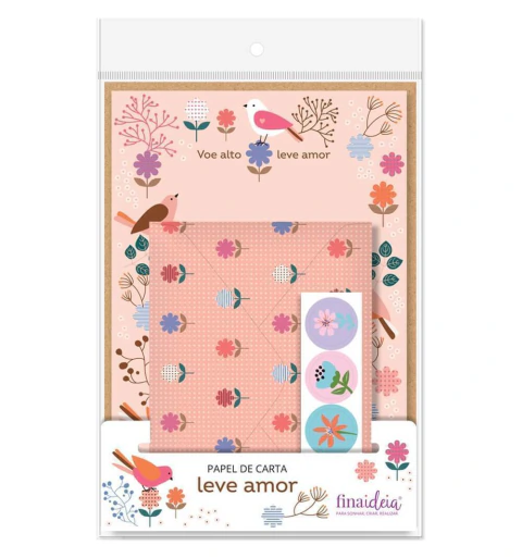 Papel de Carta 4 Fls e 4 Envelopes Leve Amor 1733 - Fina Ideia