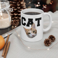 Taza Personalizada con Foto de tu Gato - Taza Cerámica 325ml - Regalo para Amantes de los Gatos - Diseño Personalizado CAT