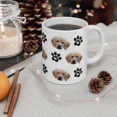 Taza Personalizada con Foto de tu Perro - Taza Cerámica 325ml - Regalo para Amantes de los Perros - Diseño con Huellitas - NOYHA