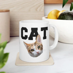 Taza Personalizada con Foto de tu Gato - Taza Cerámica 325ml - Regalo para Amantes de los Gatos - Diseño Personalizado CAT - NOYHA
