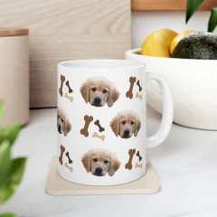Taza Personalizada con Foto de tu Perro - Taza Cerámica 325ml - Regalo para Amantes de los Perros - Diseño con Huesitos - comprar online