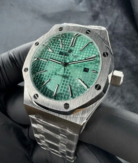 Audemars Piguet Royal Oak 41mm Aço Mostrador Preto Bezel Aço Pulseira Aço